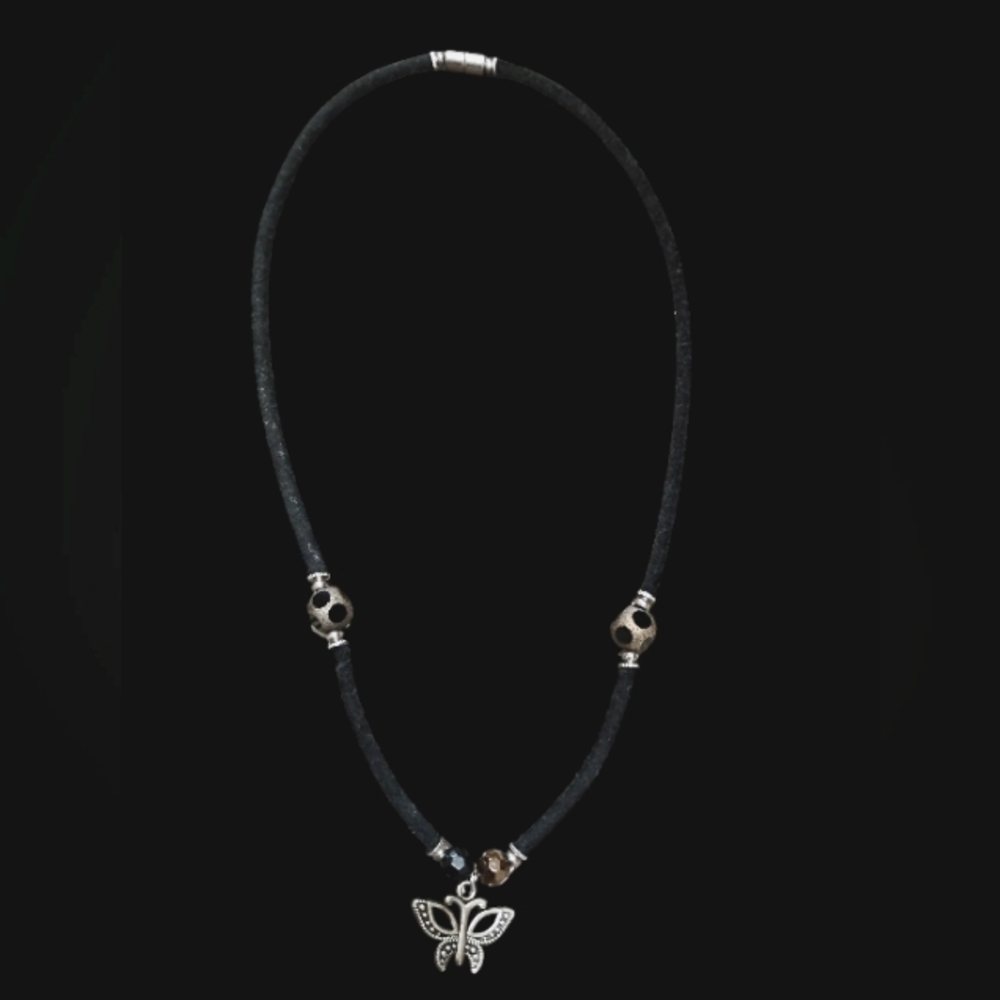 Elegant Black Butterfly Pendant Necklace With A Magnetic Clasp